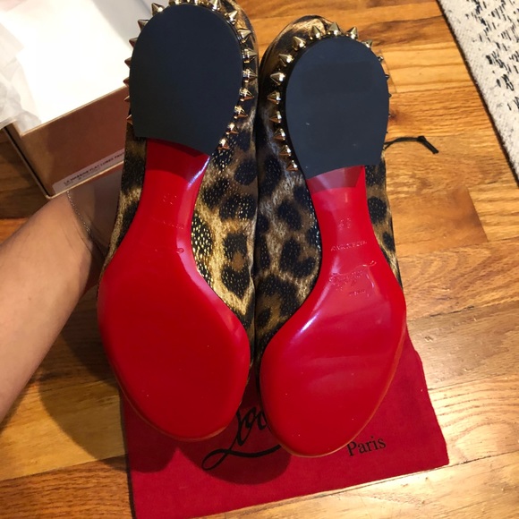 NWT Christian Louboutin Spiked Leopard Ballet Flat - Picture 5 of 7